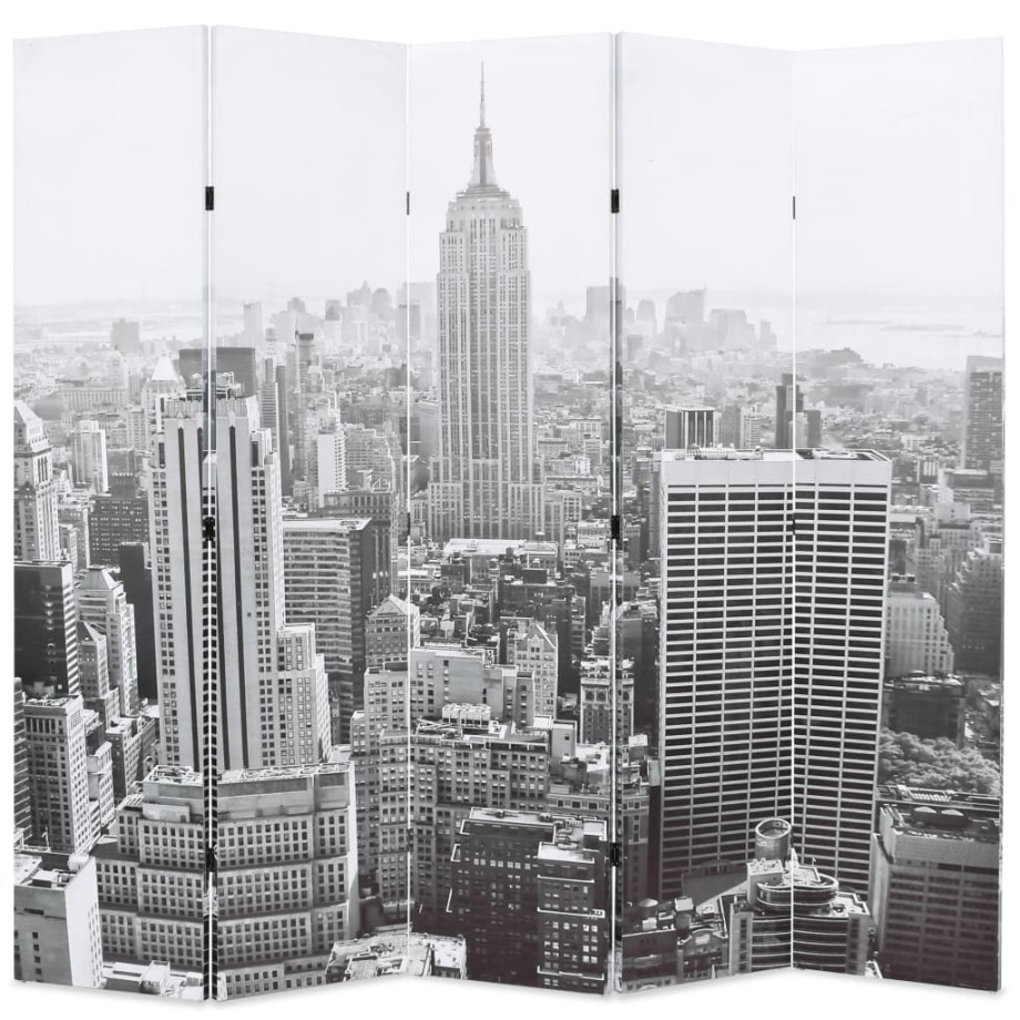 vidaXL Kamerscherm New York bij daglicht 200x170 cm zwart en wit afbeelding 1