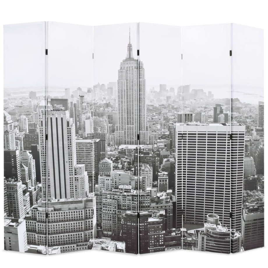 vidaXL Kamerscherm New York bij daglicht 228x170 cm zwart en wit afbeelding 1