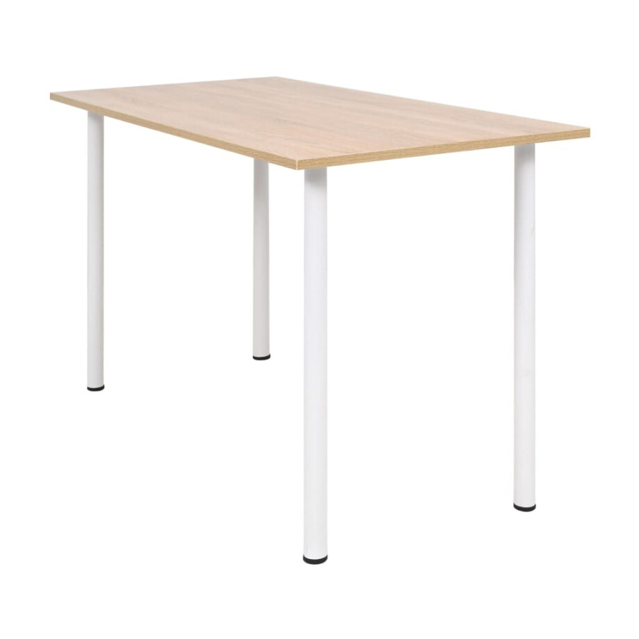 vidaXL Eettafel 120x60x73 cm eikenkleur en wit afbeelding 1