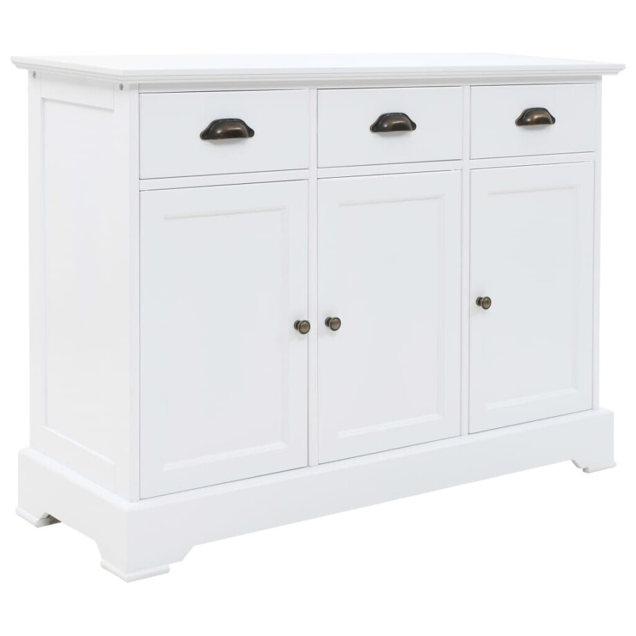 vidaXL Dressoir met 3 deuren 105x35x77,5 cm MDF en grenenhout vidaXL Dressoir met 3 deuren 105x35x77,5 cm MDF en grenenhout afbeelding 1