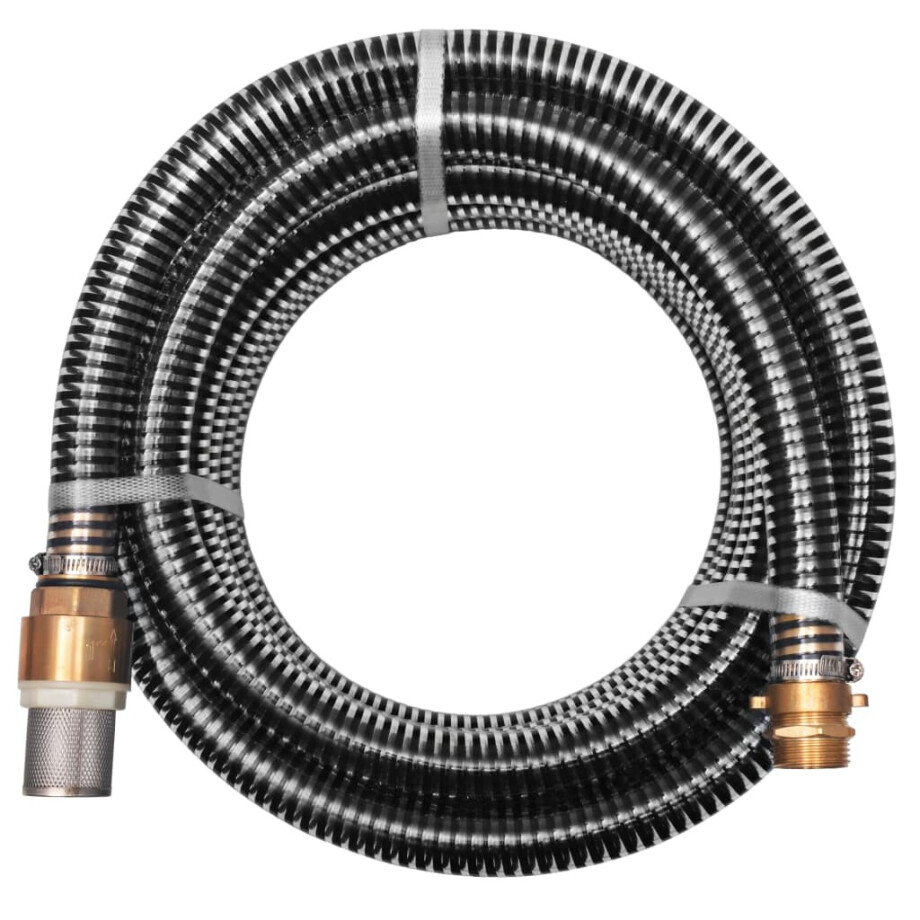 vidaXL Zuigslang met messing koppelingen 7 m 25 mm zwart afbeelding 1