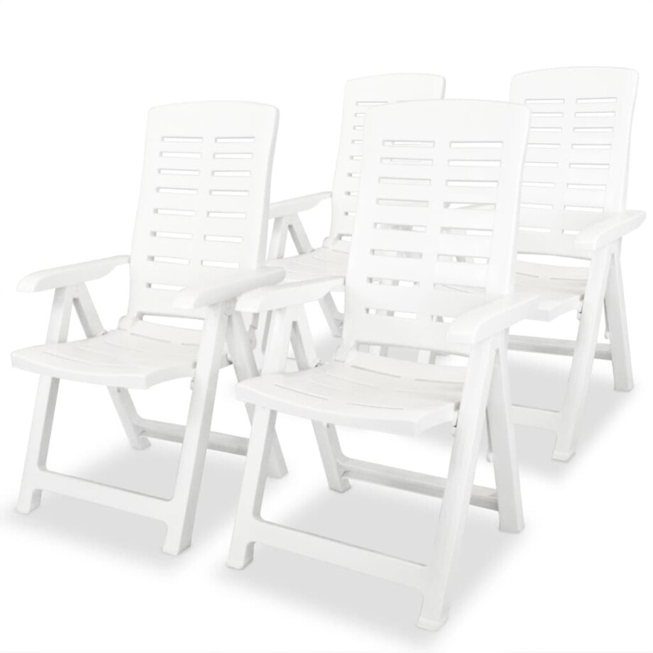 vidaXL Tuinstoelen 4 st verstelbaar kunststof wit vidaXL Tuinstoelen 4 st verstelbaar kunststof wit afbeelding 1