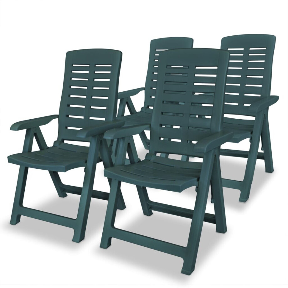 vidaXL Tuinstoelen 4 st verstelbaar kunststof groen vidaXL Tuinstoelen 4 st verstelbaar kunststof groen afbeelding 1
