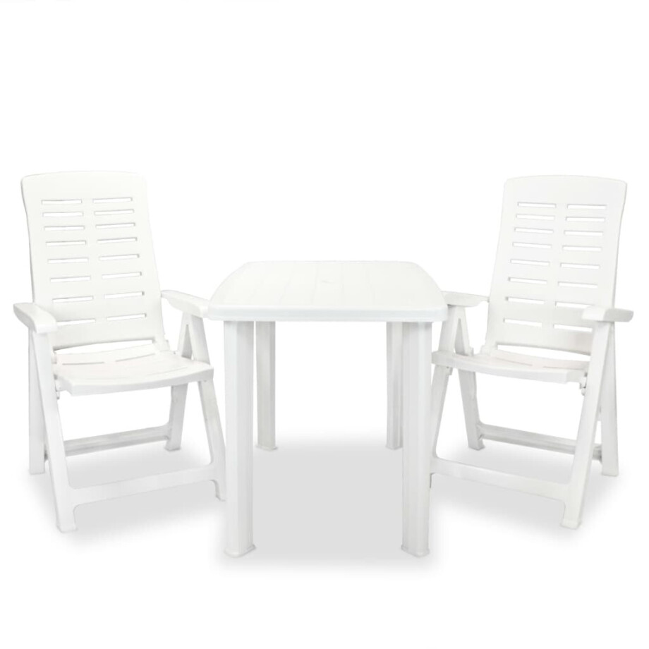 vidaXL 3-delige Bistroset kunststof wit vidaXL 3-delige Bistroset kunststof wit afbeelding 1