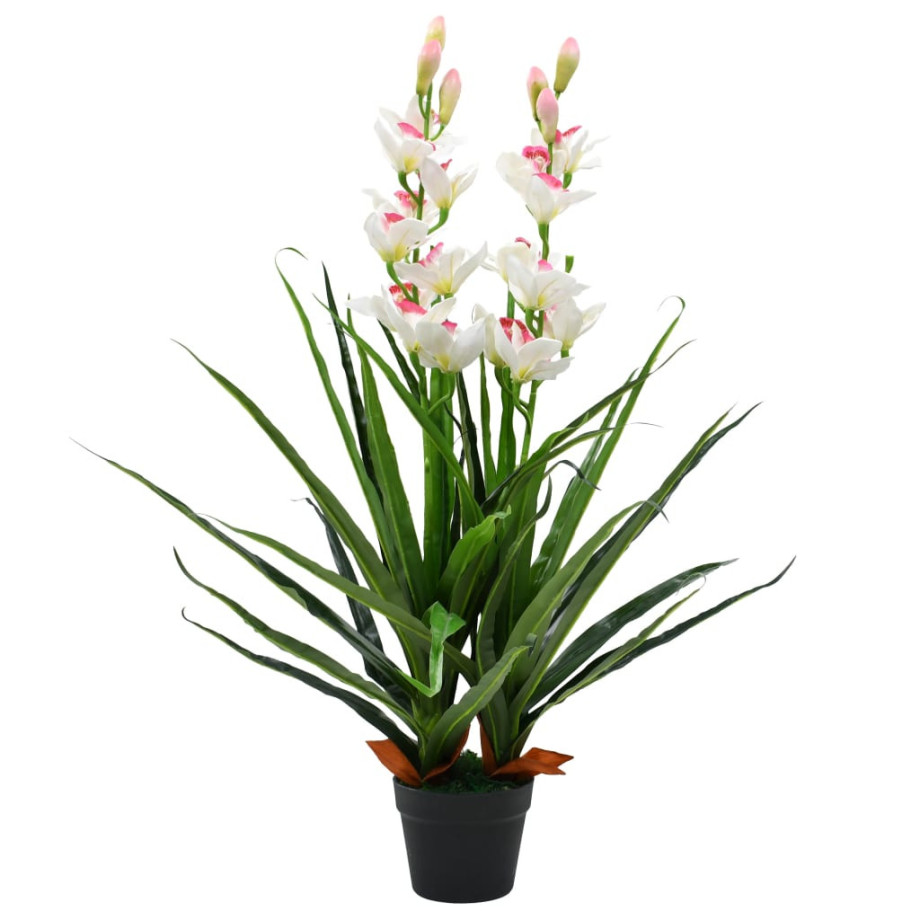 vidaXL Kunstplant met pot cymbidium orchidee 100 cm groen afbeelding 1
