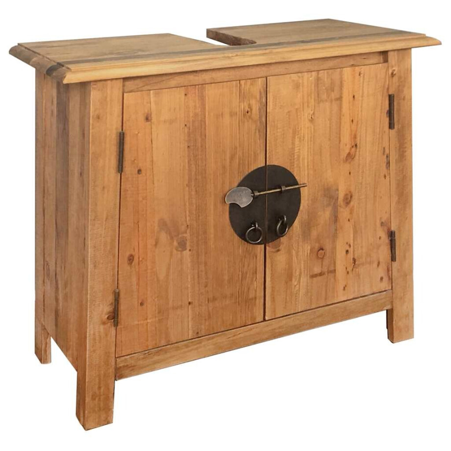 vidaXL Wastafelkast 70x32x63 cm massief grenenhout afbeelding 1