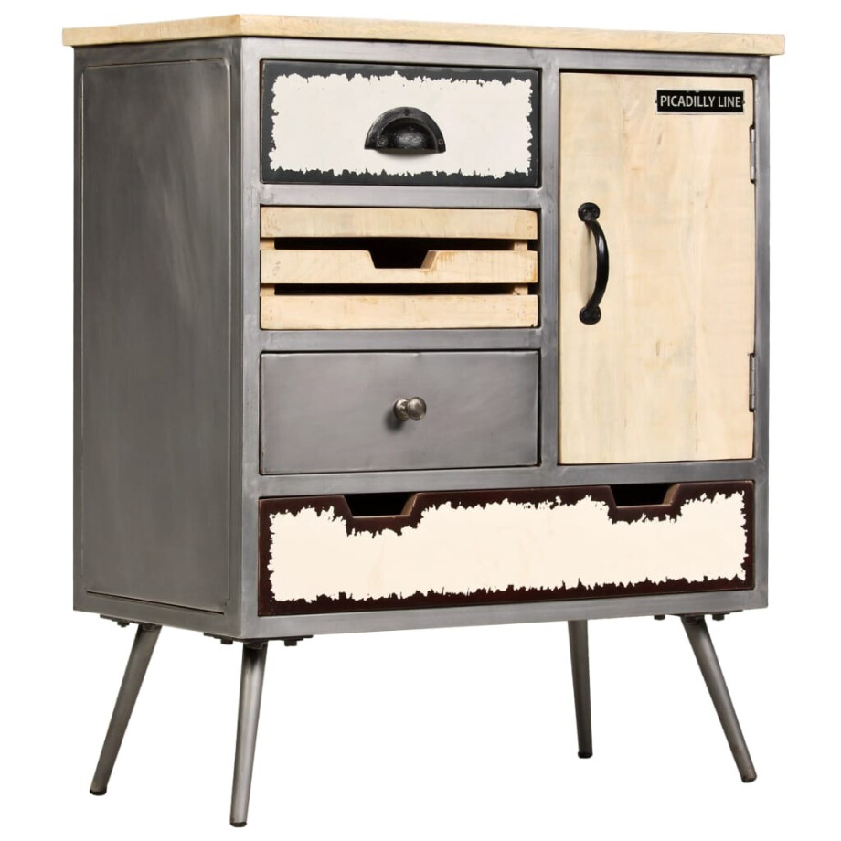 vidaXL Dressoir 65x33x76 cm massief mangohout en staal afbeelding 1