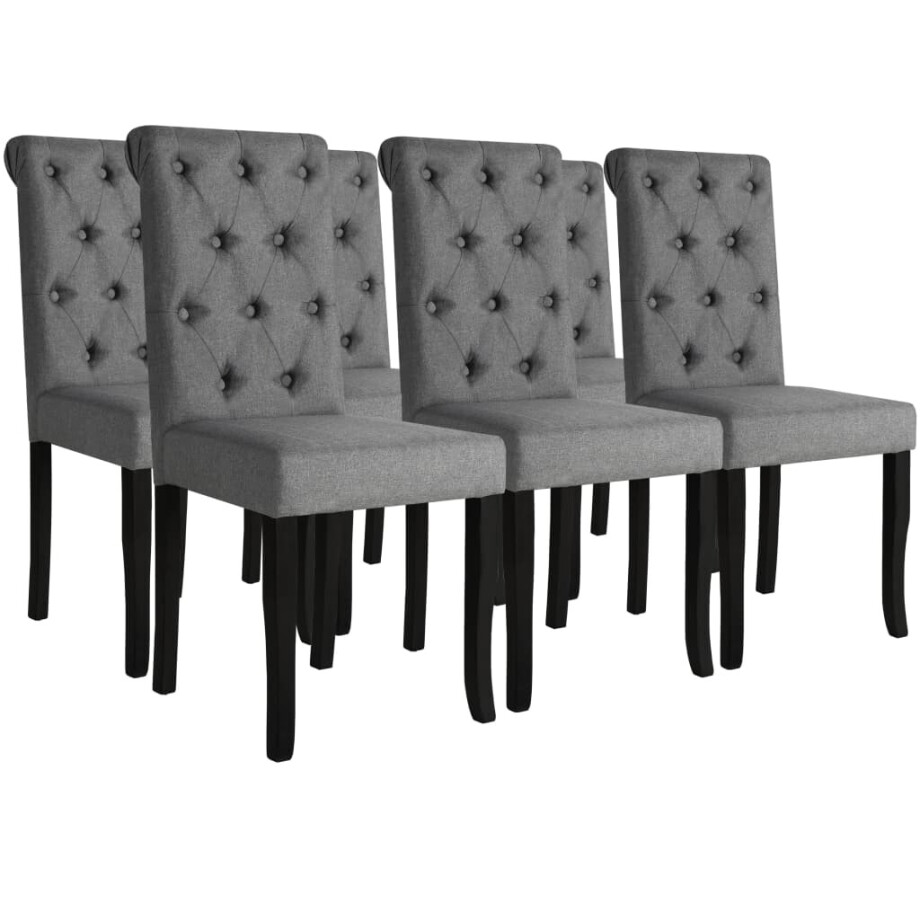 vidaXL Eetkamerstoelen 6 st stof donkergrijs vidaXL Eetkamerstoelen 6 st stof donkergrijs afbeelding 1