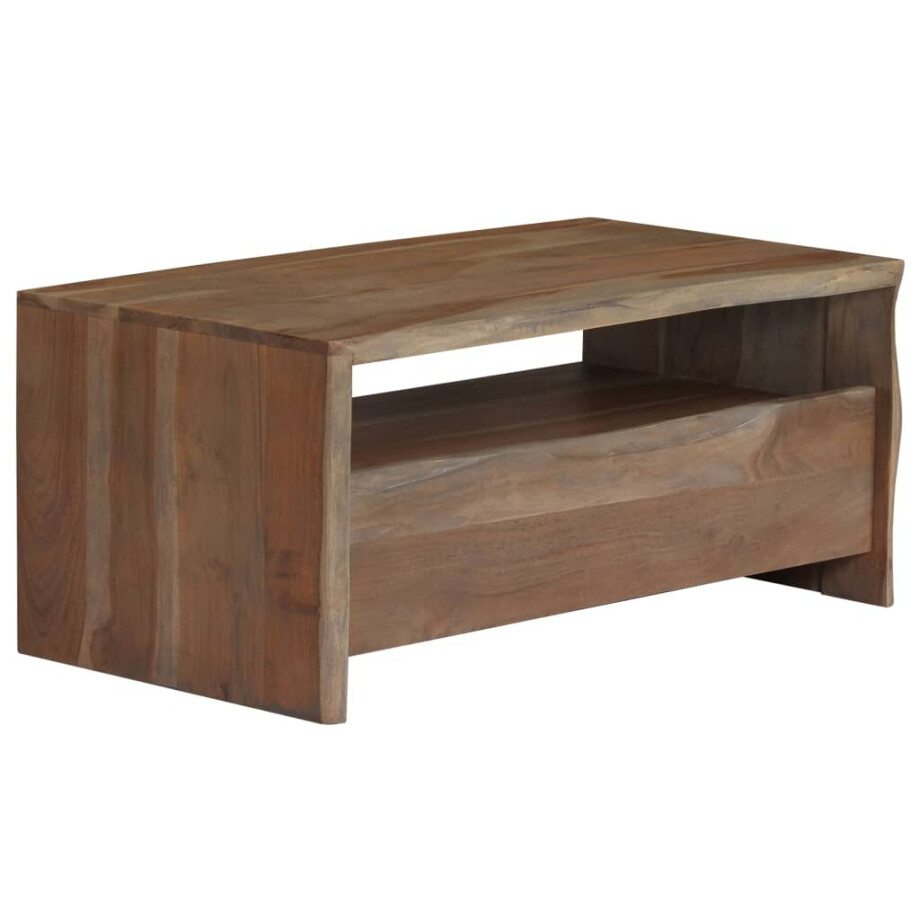 vidaXL Salontafel met natuurlijke rand 90x50x40 cm acaciahout grijs vidaXL Salontafel met natuurlijke rand 90x50x40 cm acaciahout grijs afbeelding 1
