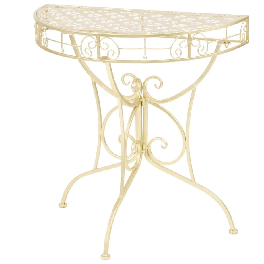 vidaXL Bijzettafel vintage stijl half rond 72x36x74 cm metaal goud afbeelding 1