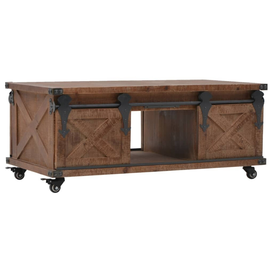 vidaXL Salontafel 91x51x38 cm massief vurenhout bruin vidaXL Salontafel 91x51x38 cm massief vurenhout bruin afbeelding 1