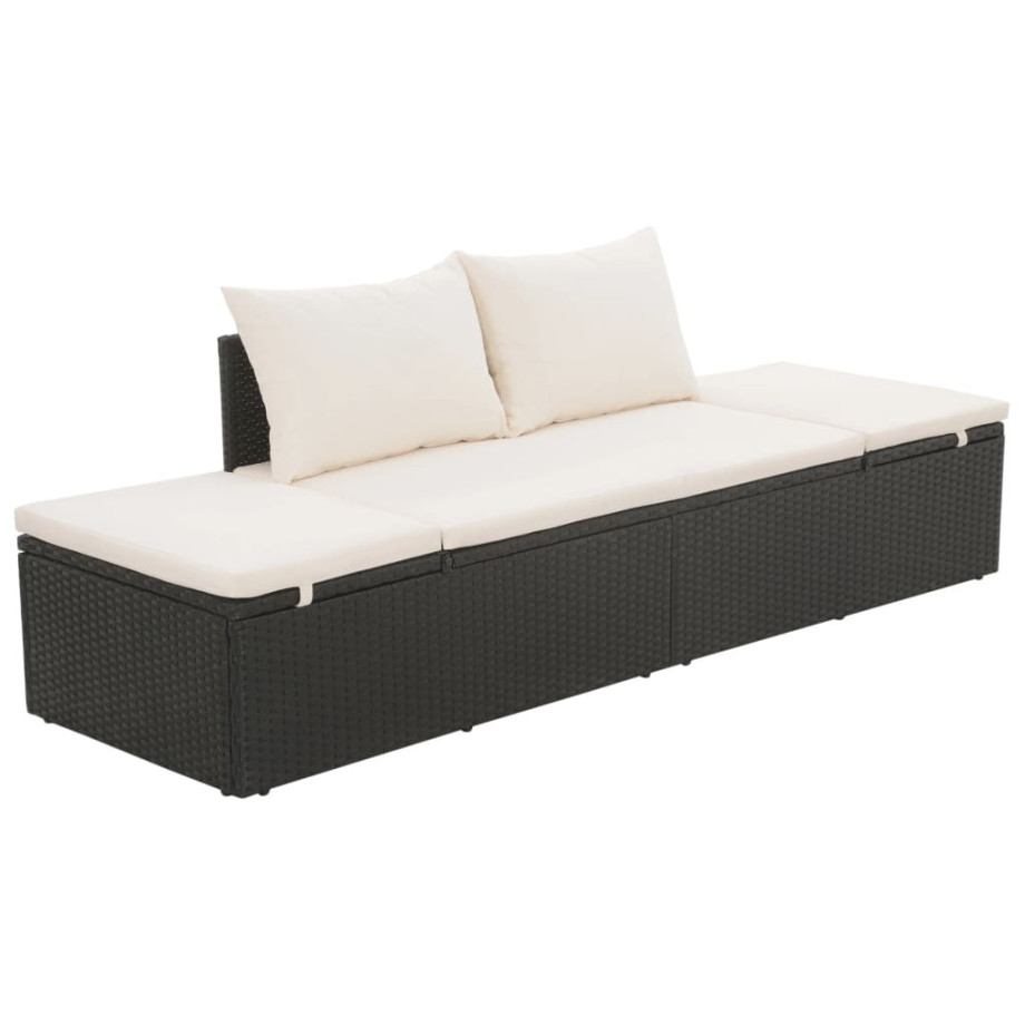 vidaXL Tuinbed 195x60 cm poly rattan zwart afbeelding 1