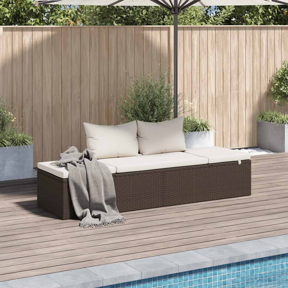 vidaXL Tuinbed 195x60 cm poly rattan bruin afbeelding 1