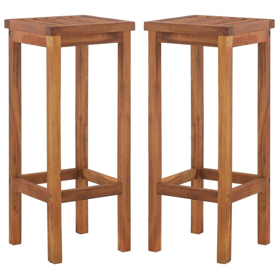 vidaXL Barkrukken 2 st massief acaciahout afbeelding 1