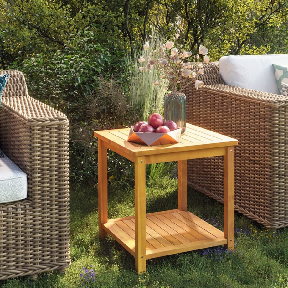 vidaXL Bijzettafel 45x45x45 cm massief acaciahout afbeelding 1