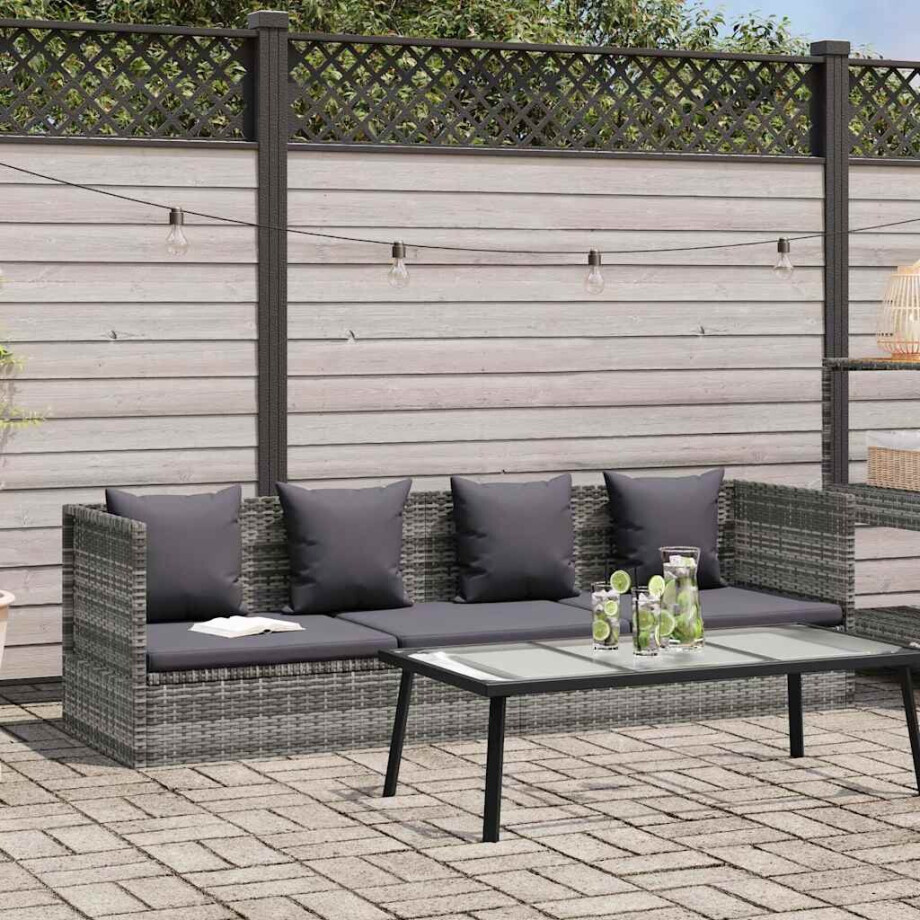 vidaXL Tuinbed 200x60 cm poly rattan grijs afbeelding 1