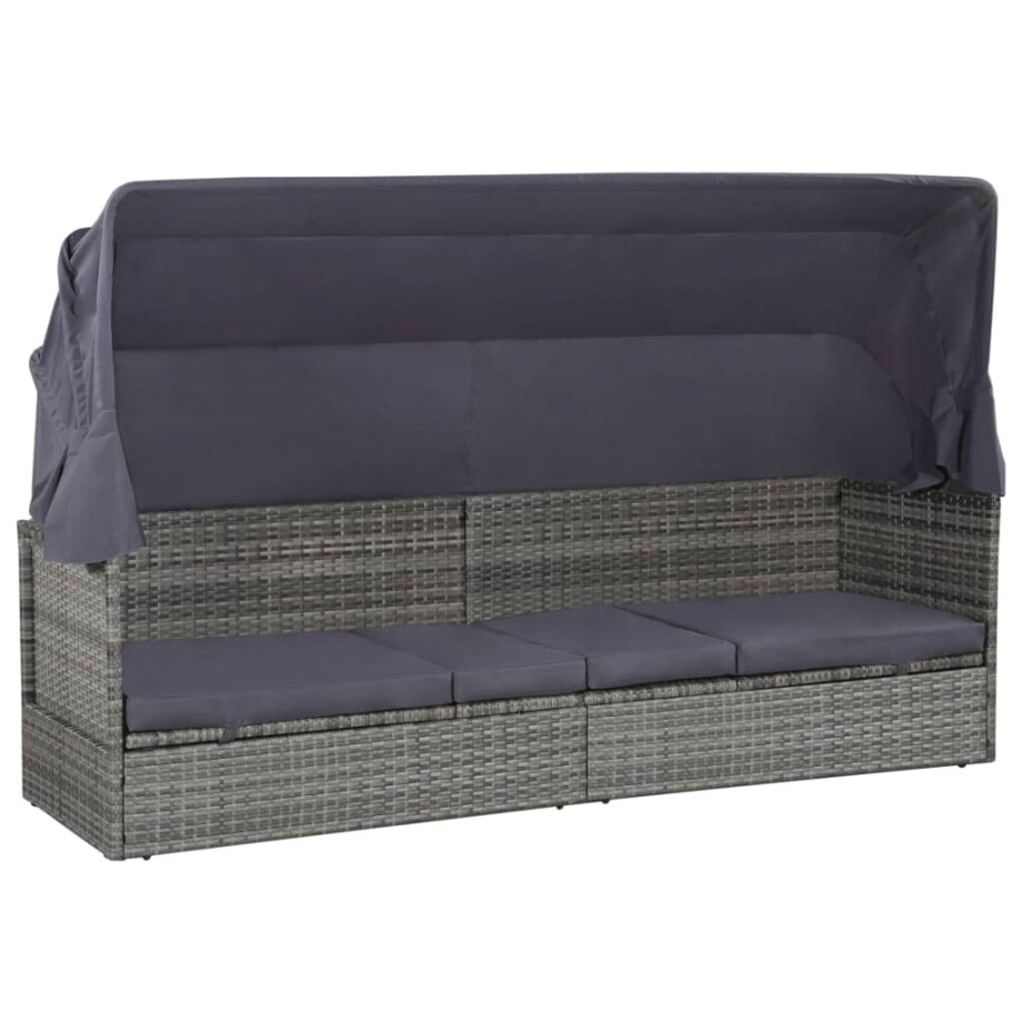 vidaXL Tuinbed met luifel 205x62 cm poly rattan grijs vidaXL Tuinbed met luifel 205x62 cm poly rattan grijs afbeelding 1