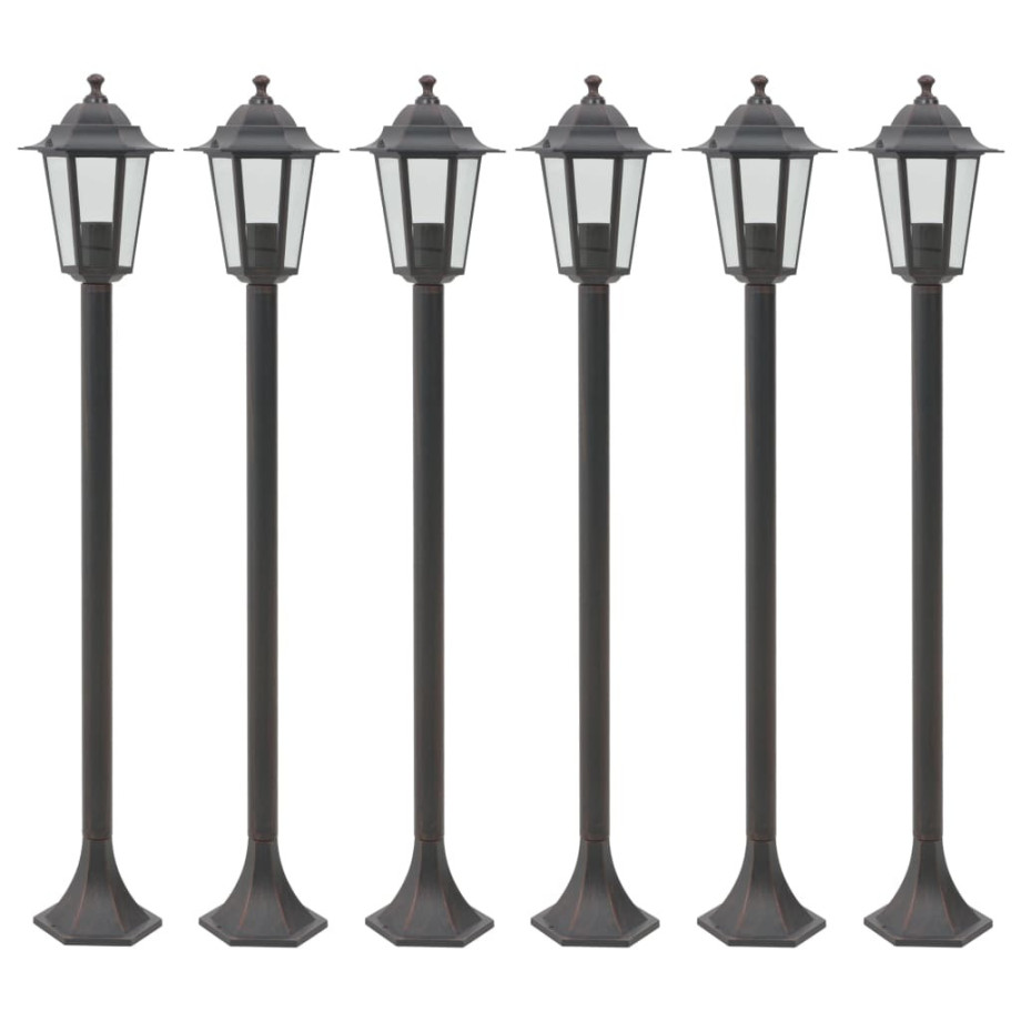 vidaXL Paalverlichting voor tuin E27 110 cm aluminium brons 6 st afbeelding 1