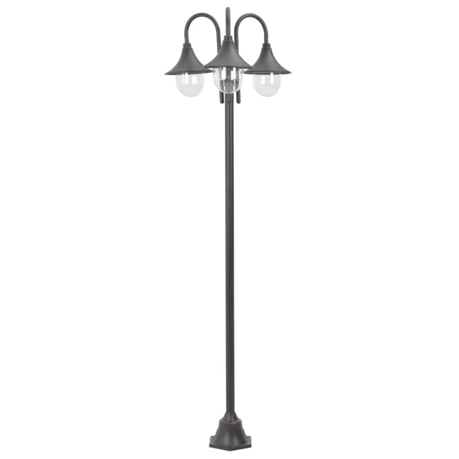 vidaXL Paalverlichting tuin E27 220 cm aluminium brons 3-delig afbeelding 1