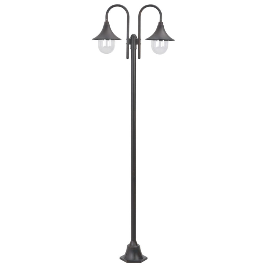 vidaXL Paalverlichting tuin E27 220 cm aluminium brons 2-delig afbeelding 1