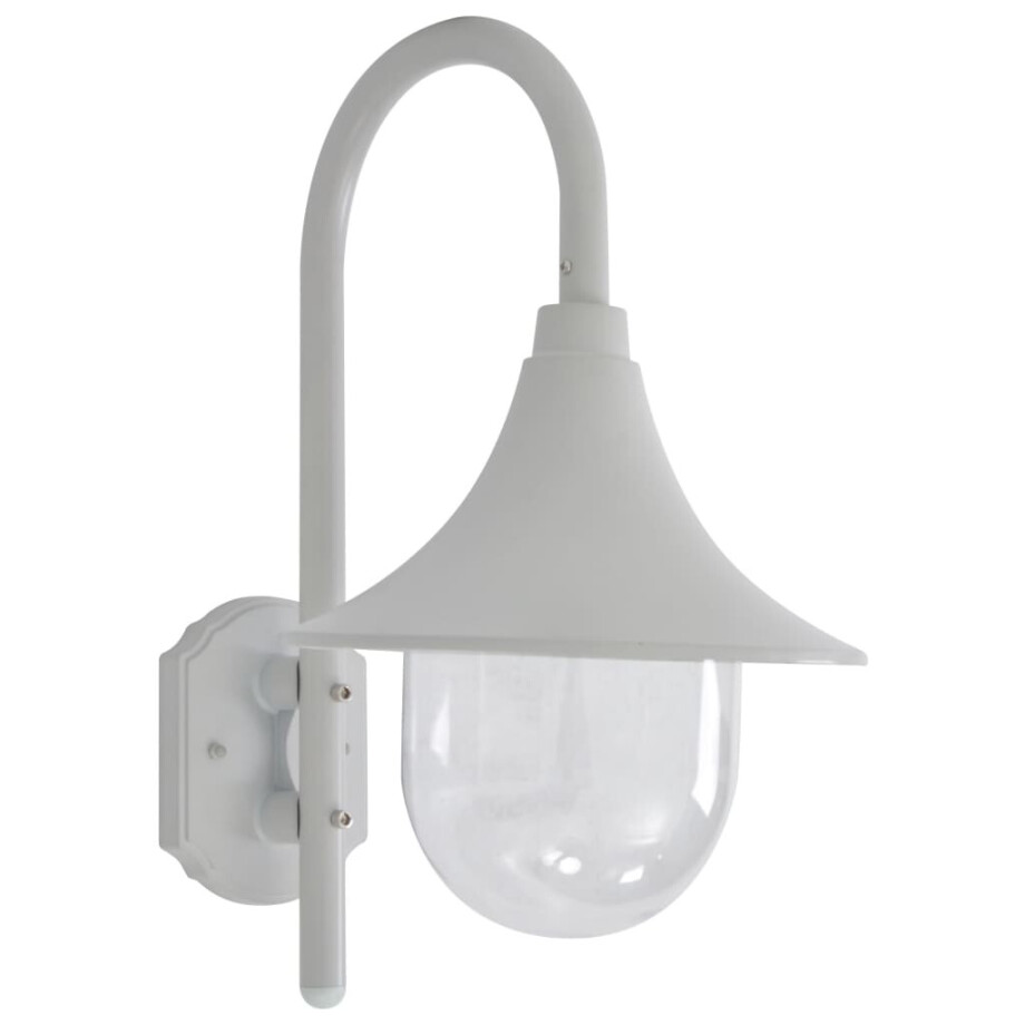 vidaXL Tuin wandlamp E27 42 cm aluminium wit vidaXL Tuin wandlamp E27 42 cm aluminium wit afbeelding 1