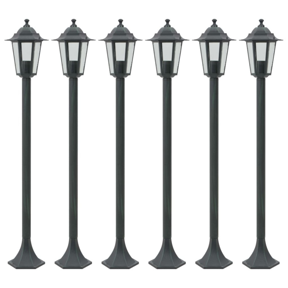 vidaXL Paalverlichting voor tuin E27 110 cm aluminium donkergroen 6 st afbeelding 1