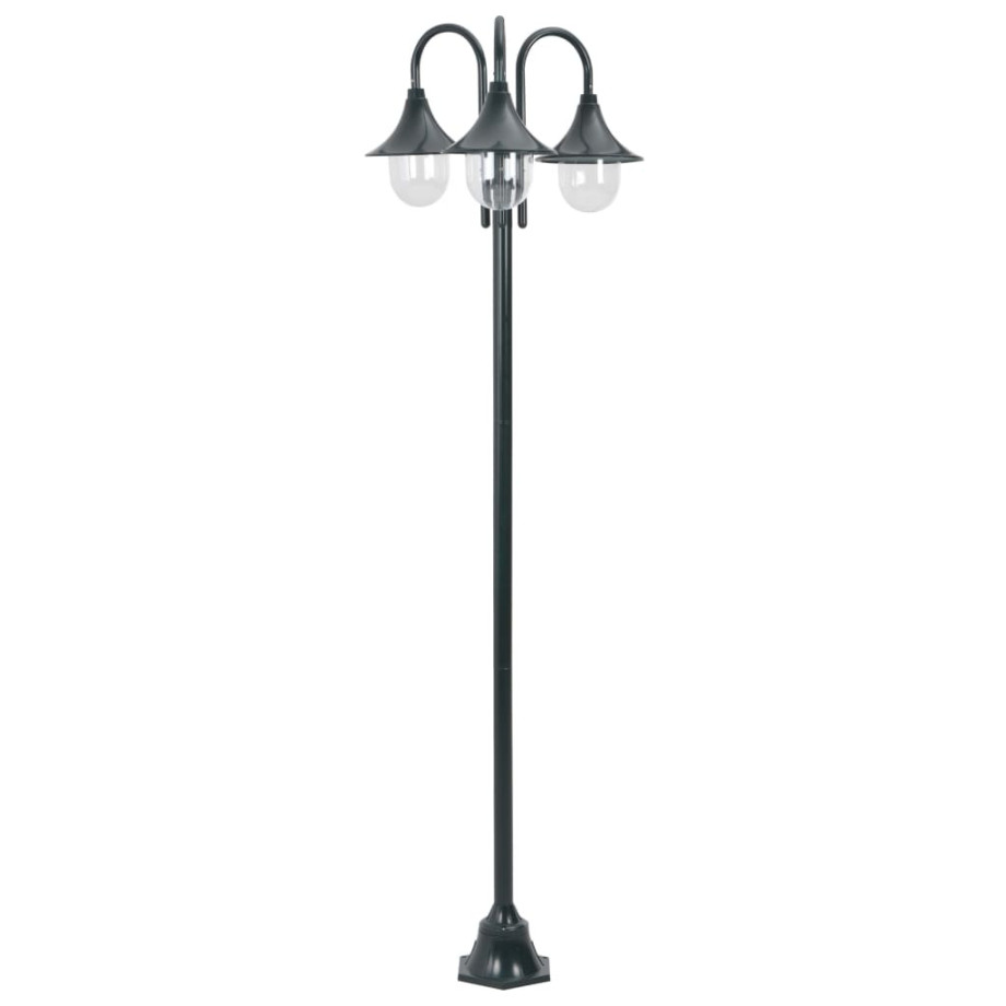 vidaXL Paalverlichting tuin E27 220 cm aluminium donkergroen 3-delig afbeelding 1