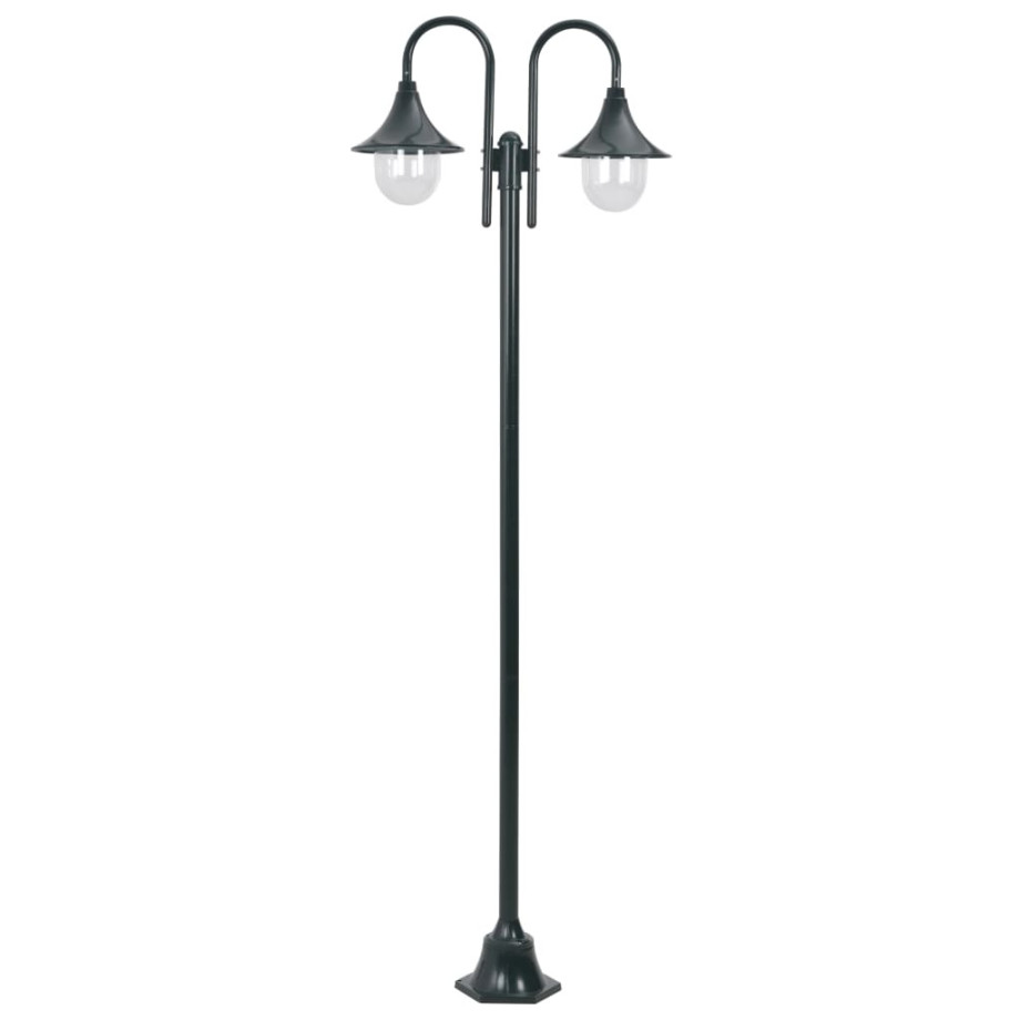 vidaXL Paalverlichting tuin E27 220 cm aluminium donkergroen 2-delig afbeelding 1