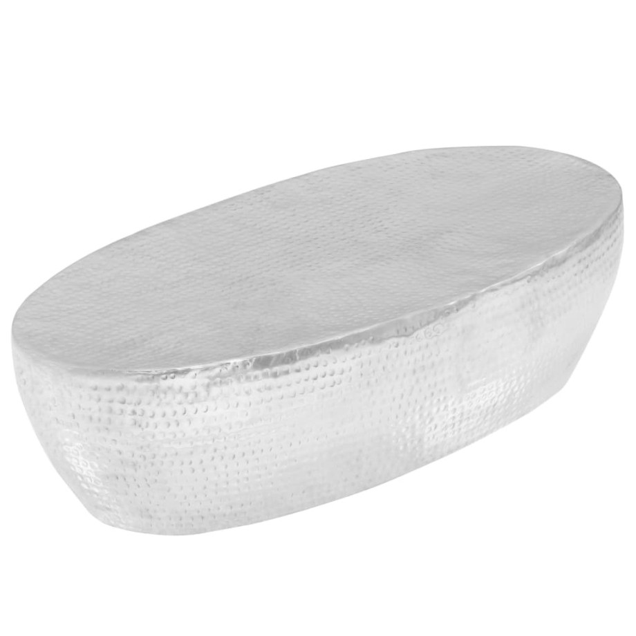 vidaXL salontafel 100x50x28 cm gehamerd aluminium zilver afbeelding 1