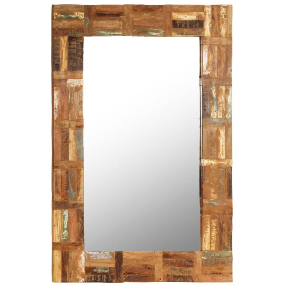 vidaXL Wandspiegel 60x90 cm massief gerecycled hout afbeelding 1