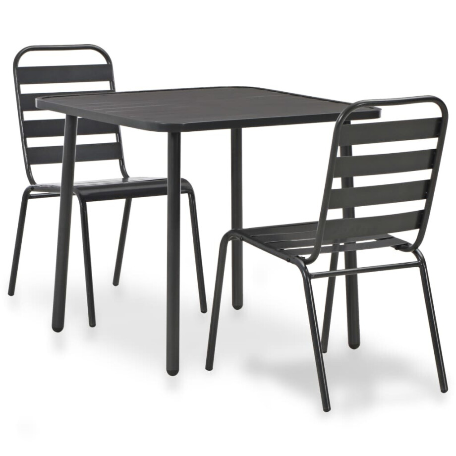 vidaXL 3-delige Bistroset staal donkergrijs afbeelding 1