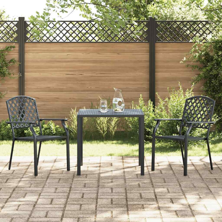 vidaXL Tuinstoelen stapelbaar 2 st staal antraciet afbeelding 1