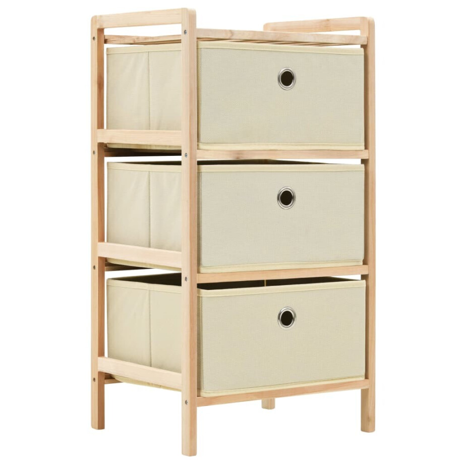 vidaXL Opbergmeubel met 3 stoffen manden cederhout beige afbeelding 1