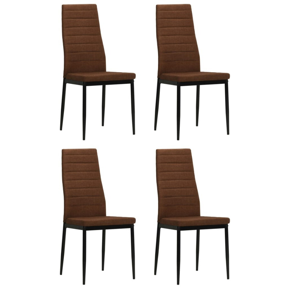 vidaXL Eetkamerstoelen 4 st stof bruin vidaXL Eetkamerstoelen 4 st stof bruin afbeelding 1
