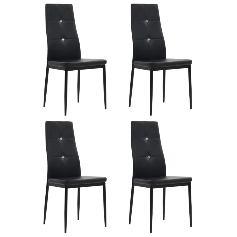 vidaXL Eetkamerstoelen 4 st kunstleer zwart afbeelding 1