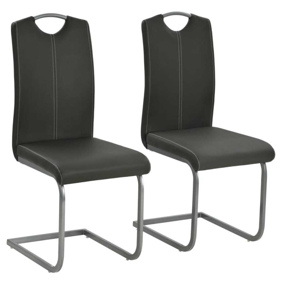 vidaXL Eetkamerstoelen 2 st kunstleer grijs afbeelding 1
