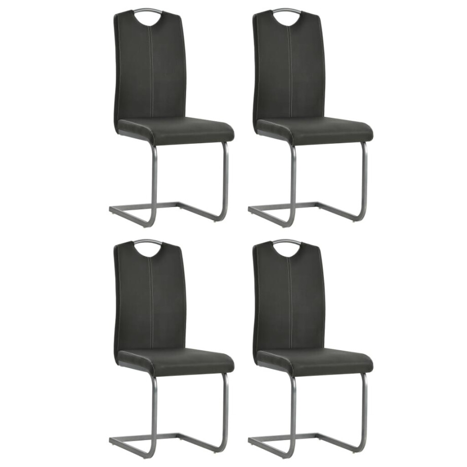 vidaXL Eetkamerstoelen 4 st kunstleer grijs vidaXL Eetkamerstoelen 4 st kunstleer grijs afbeelding 1