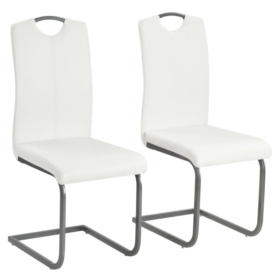 vidaXL Eetkamerstoelen 2 st kunstleer wit afbeelding 1