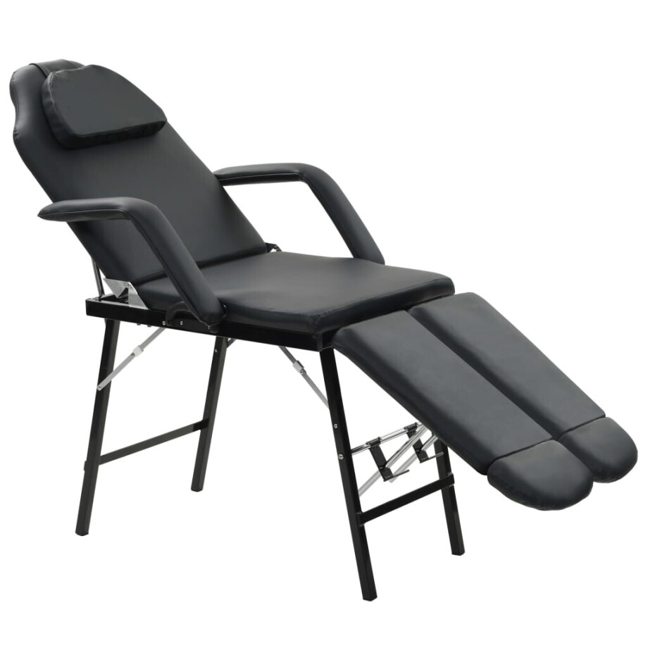 vidaXL Gezichtsbehandelstoel draagbaar 185x78x76 cm kunstleer zwart afbeelding 1