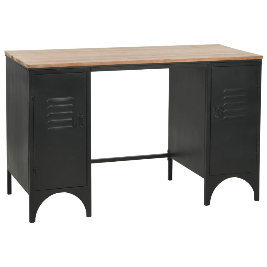 vidaXL Bureau 120x50x76 cm massief vurenhout en staal afbeelding 1