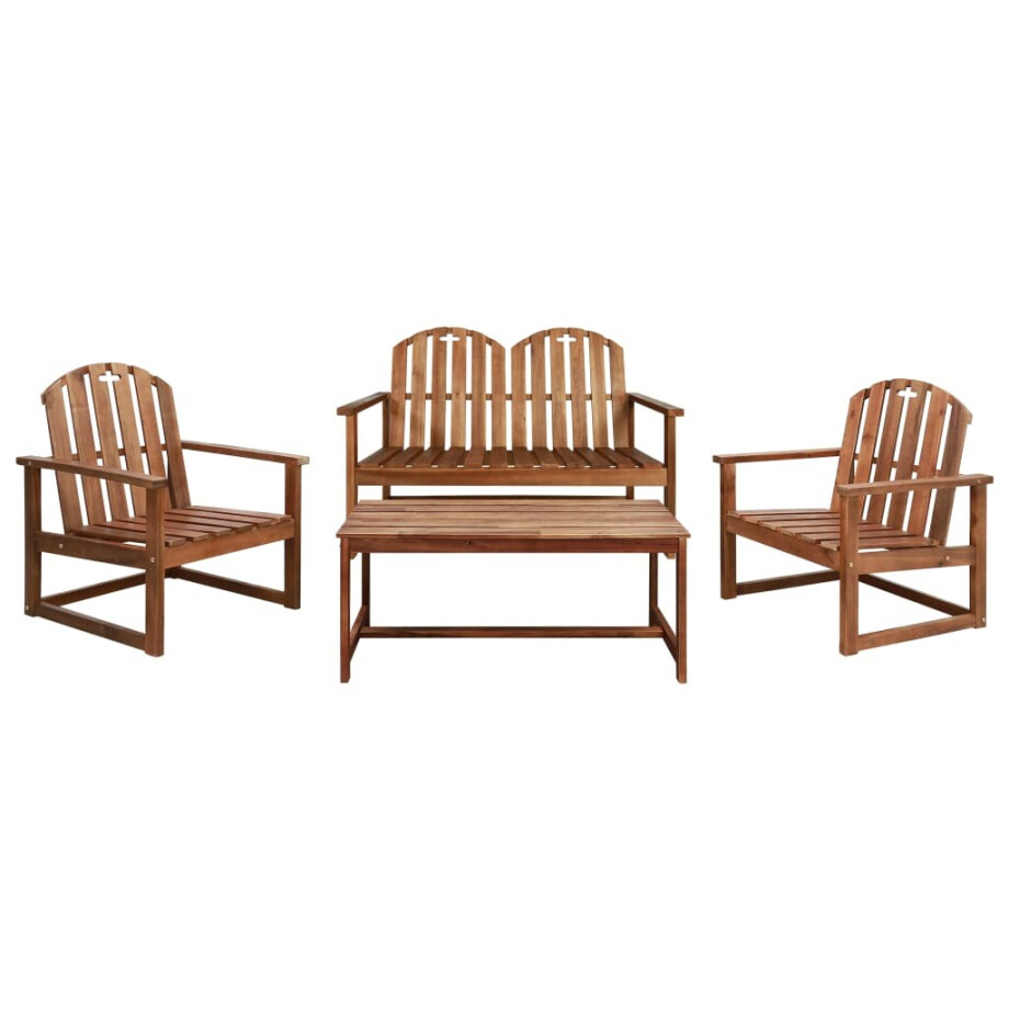vidaXL 4-delige Loungeset massief acaciahout afbeelding 1