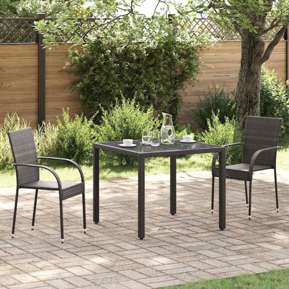 vidaXL Tuinstoelen stapelbaar 2 st poly rattan bruin afbeelding 1