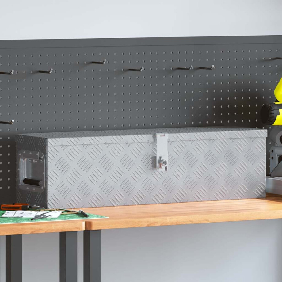 vidaXL Aluminium kist 80,5x22x22 cm zilverkleurig vidaXL Aluminium kist 80,5x22x22 cm zilverkleurig afbeelding 1