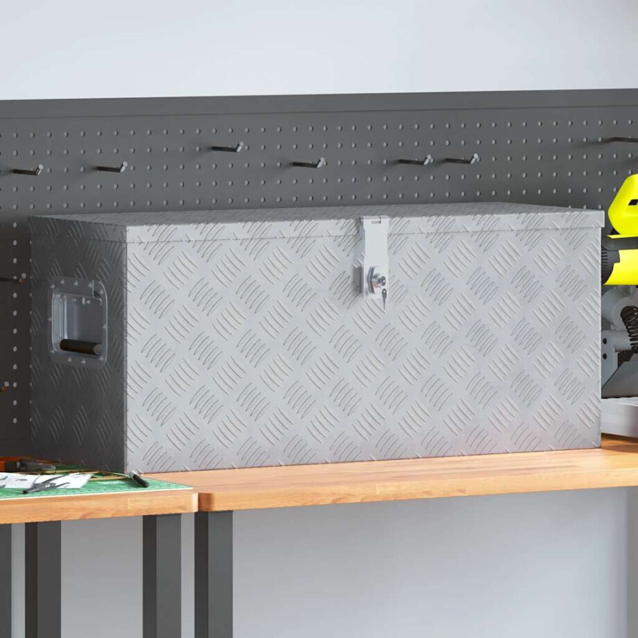 vidaXL Aluminium kist 80x30x35 cm zilverkleurig afbeelding 1