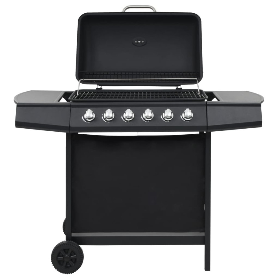 vidaXL Gasbarbecue met 6 kookzones staal zwart afbeelding 1