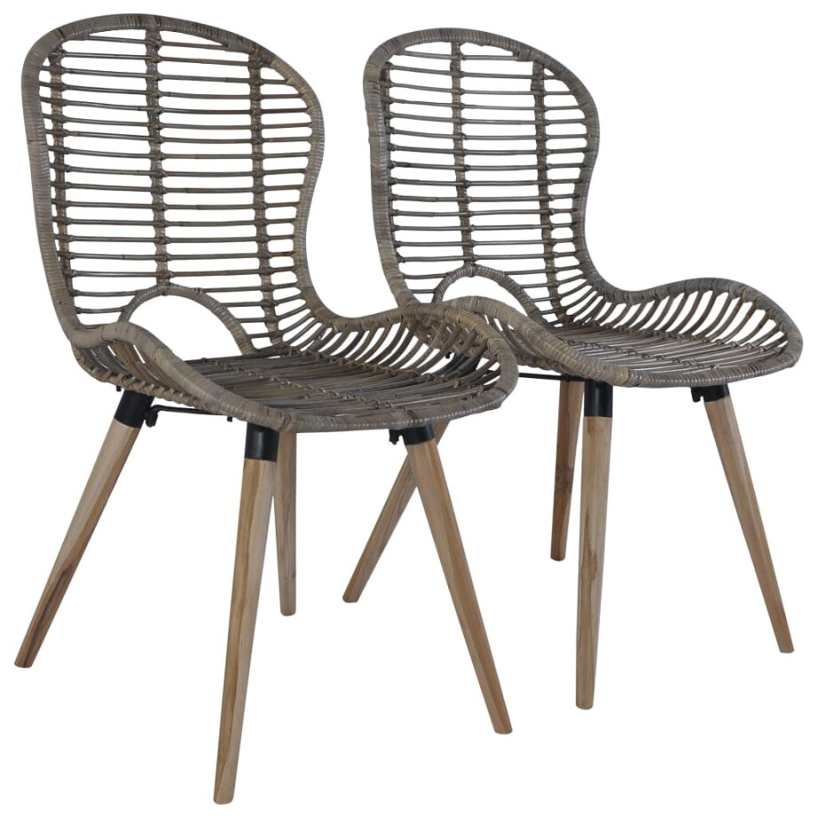 vidaXL Eetkamerstoelen 2 st natuurlijk rattan bruin vidaXL Eetkamerstoelen 2 st natuurlijk rattan bruin afbeelding 1