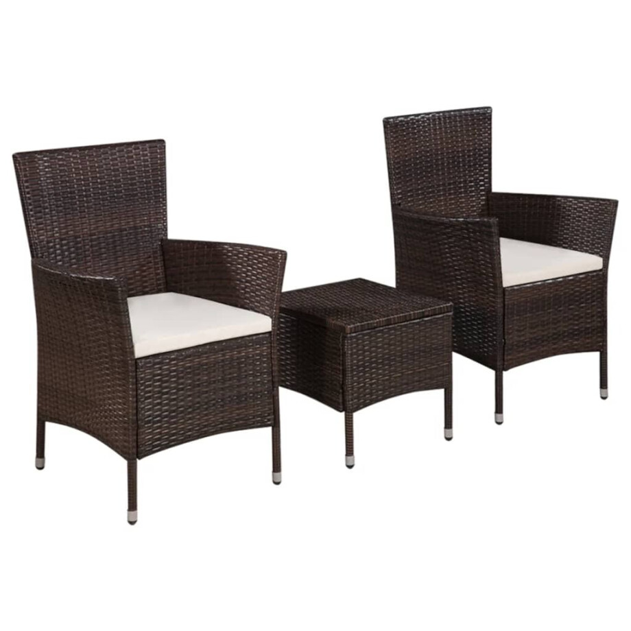 vidaXL 3-delige Bistroset poly rattan bruin vidaXL 3-delige Bistroset poly rattan bruin afbeelding 1