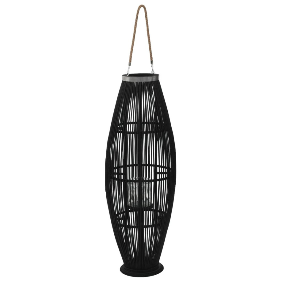 vidaXL Lantaarnhouder hangend 95 cm bamboe zwart afbeelding 1