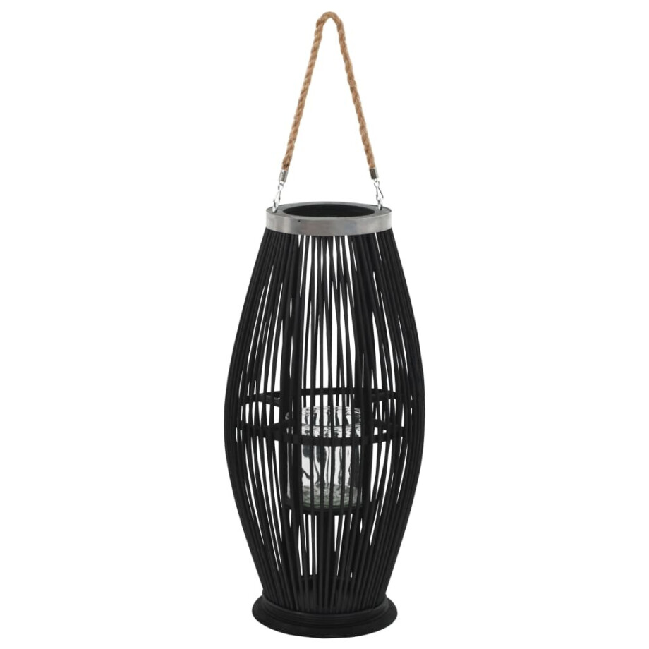 vidaXL Lantaarnhouder hangend 60 cm bamboe zwart afbeelding 1