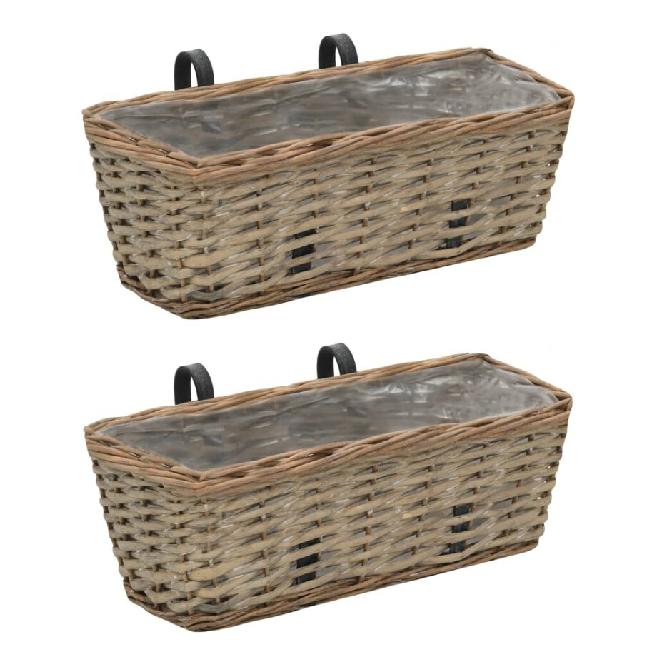 vidaXL Balkonbakken 2 st 40 cm wicker met PE-voering vidaXL Balkonbakken 2 st 40 cm wicker met PE-voering afbeelding 1